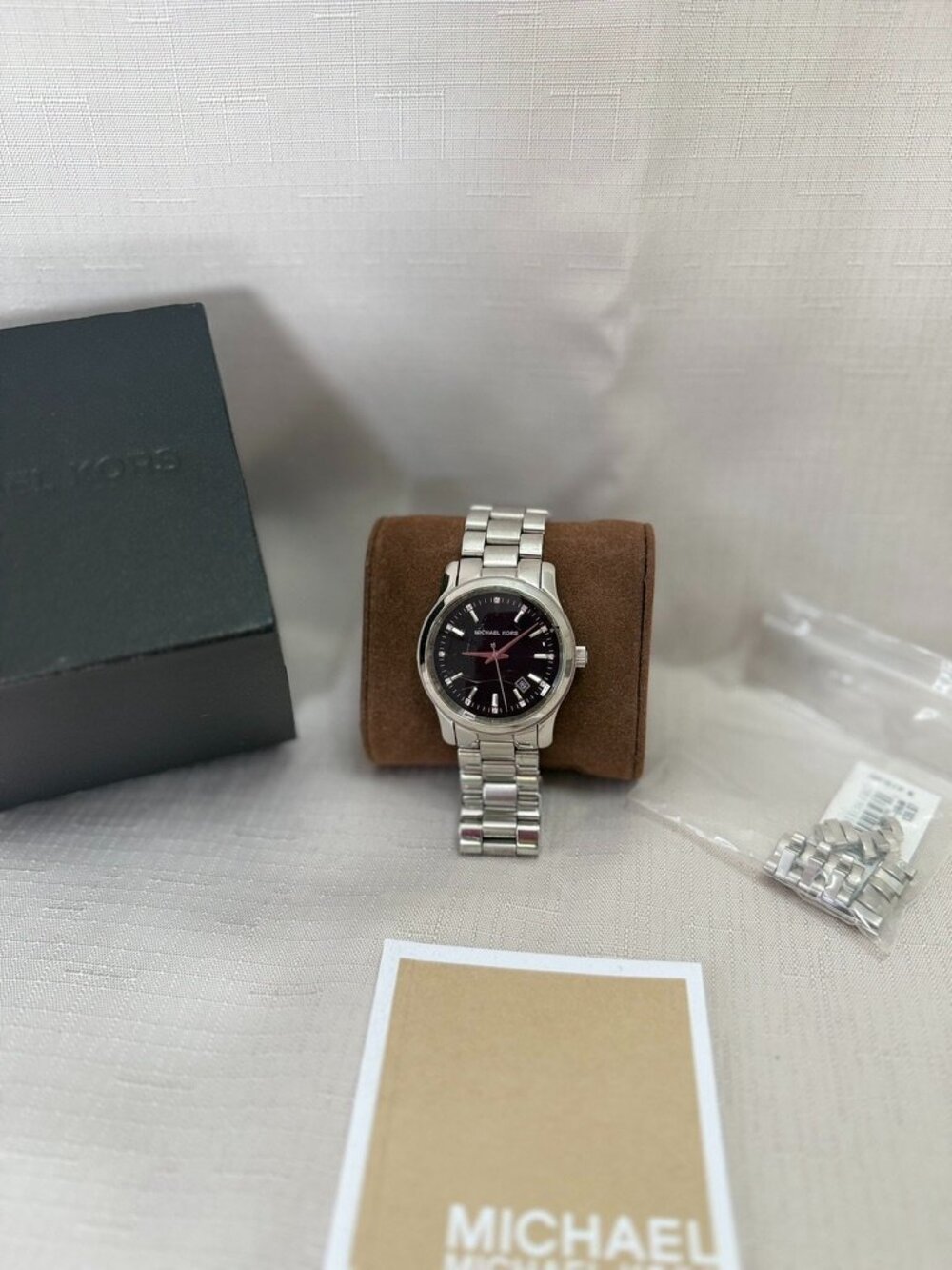 Michael Kors Women's Silver Stainless Steel Watch Purple Plum Dial